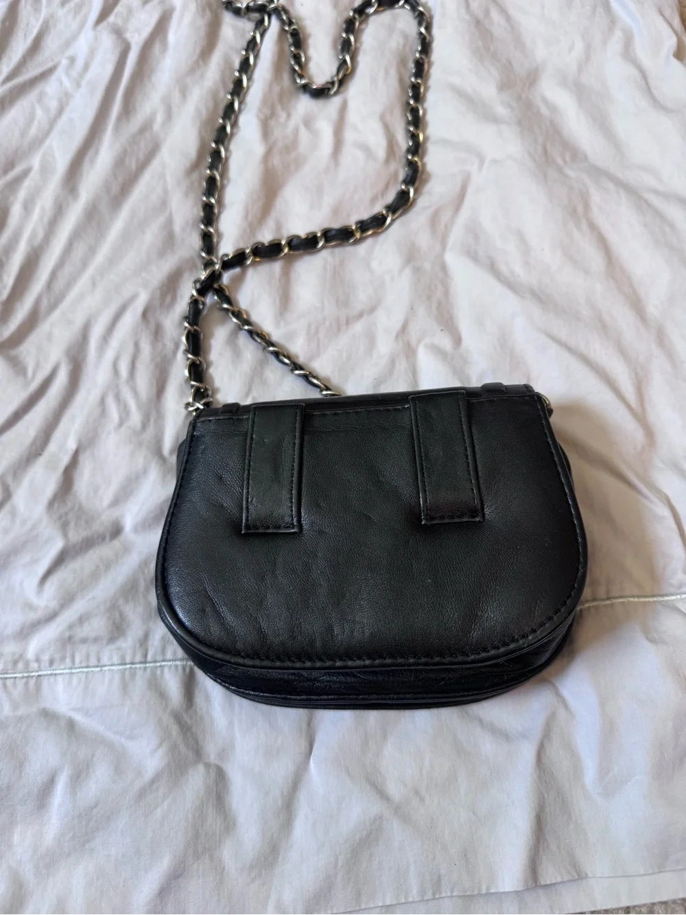 CHANEL Black Quilted CC Logo Crossbody with Chain Strap, 1980s-